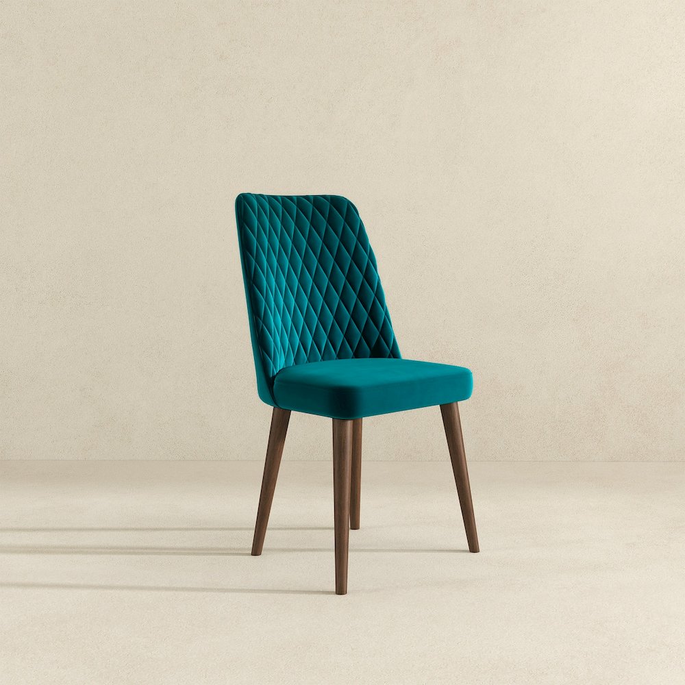 Katie Teal Velvet Dining Chair (Set Of 2). Picture 4