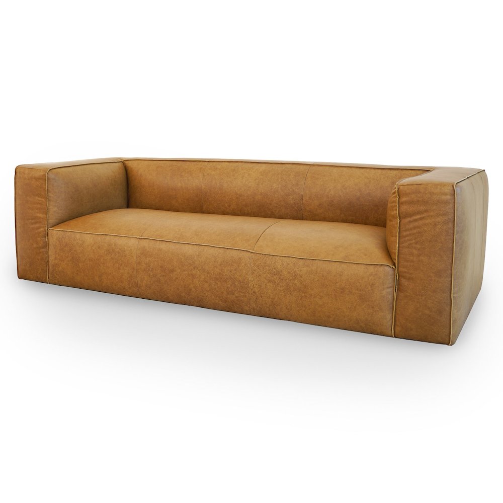 Colton Tan Leather Sofa. Picture 5
