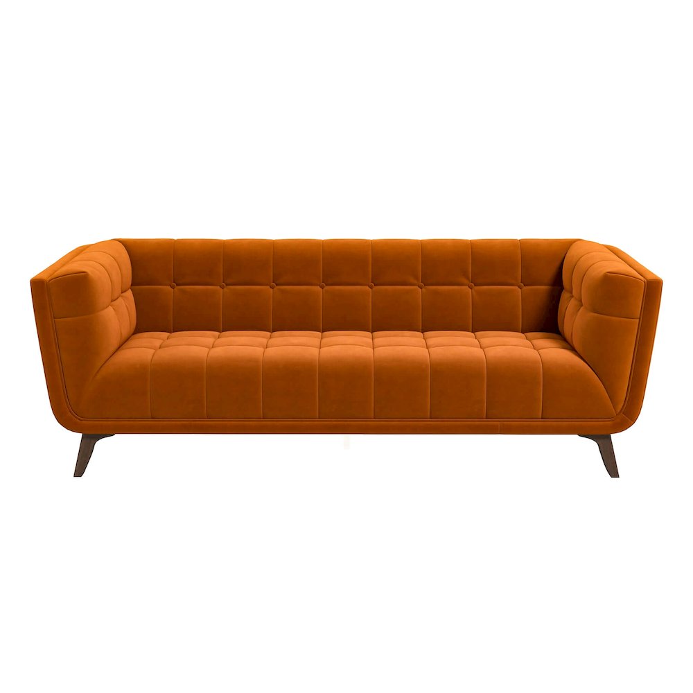 Addison Large Burnt-Orange Velvet Sofa. Picture 1