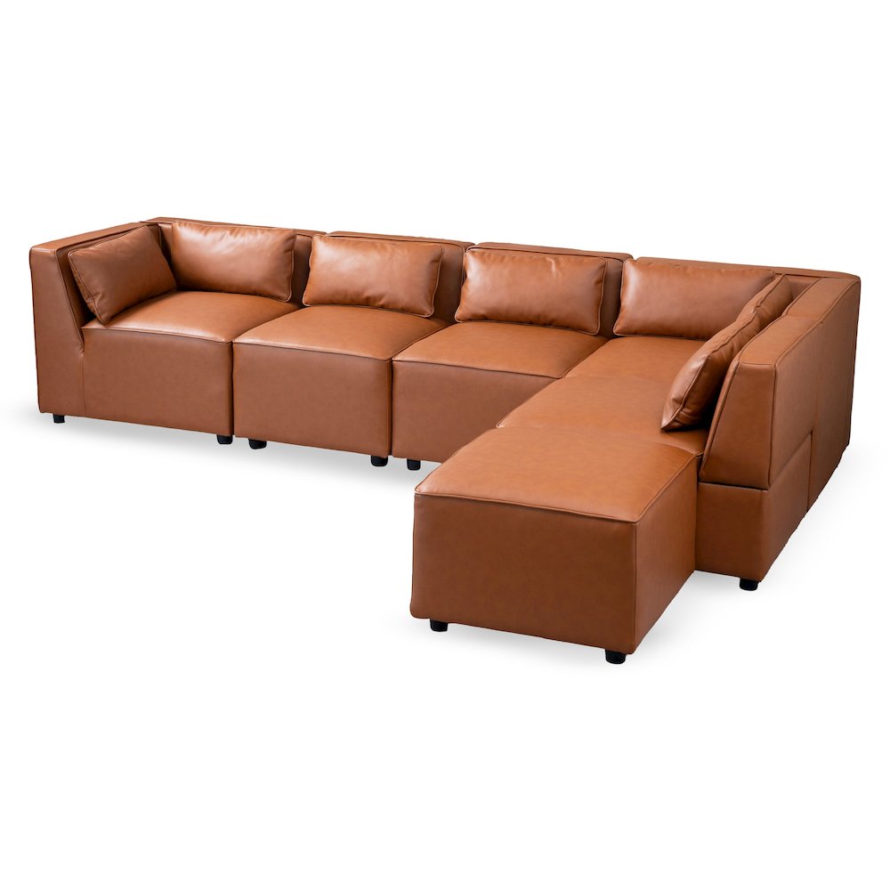 Wexford Cognac Vegan Leather Modular Sofa. Picture 4