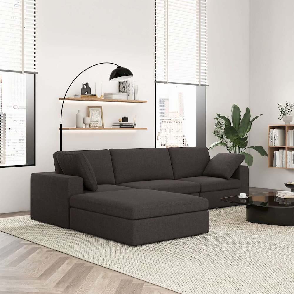 Cecilia Modular Corner Sectional Modern Fabric Sofa Dark Gray. Picture 2