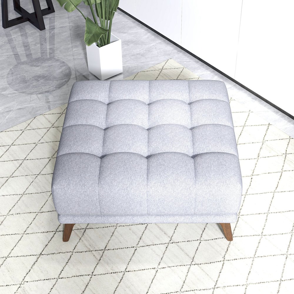 Addison Square Light Grey Upholstered Ottoman. Picture 3