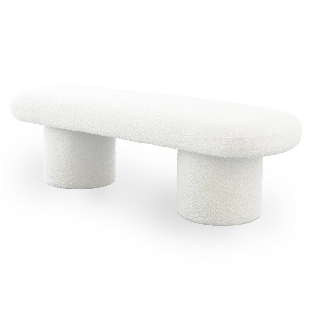 Randolph Ivory Boucle Bench. Picture 1