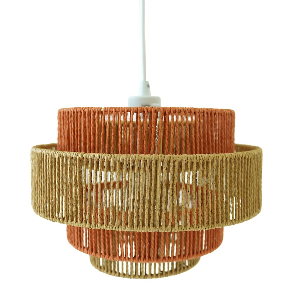 Dorset Pendant Lamp - White and Natural/Terracotta. Picture 7