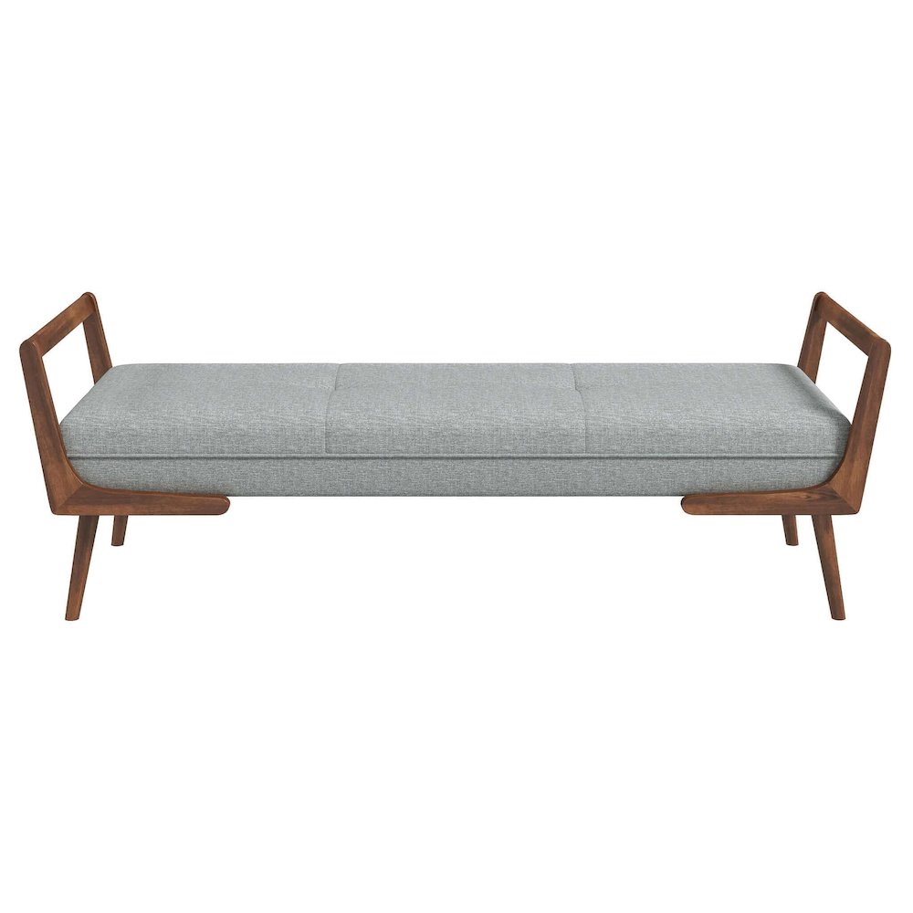 Cora Mid Century Modern Grey Fabric Bench. Picture 1