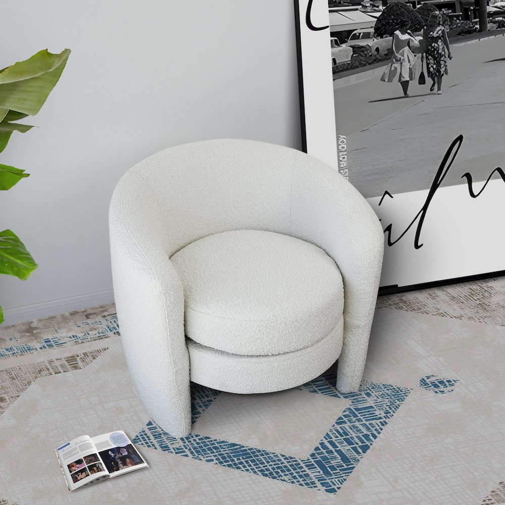 Avalon White Boucle Lounge Chair. Picture 3