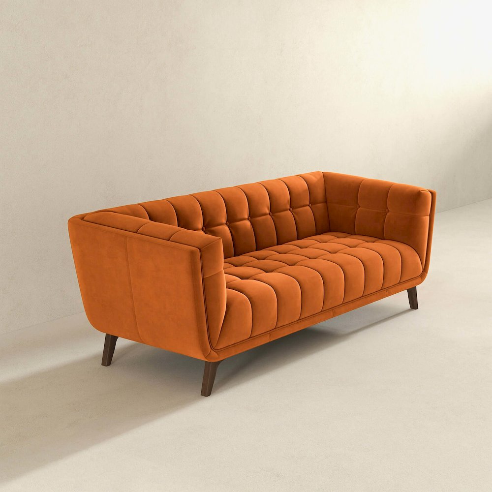 Addison Large Burnt-Orange Velvet Sofa. Picture 5