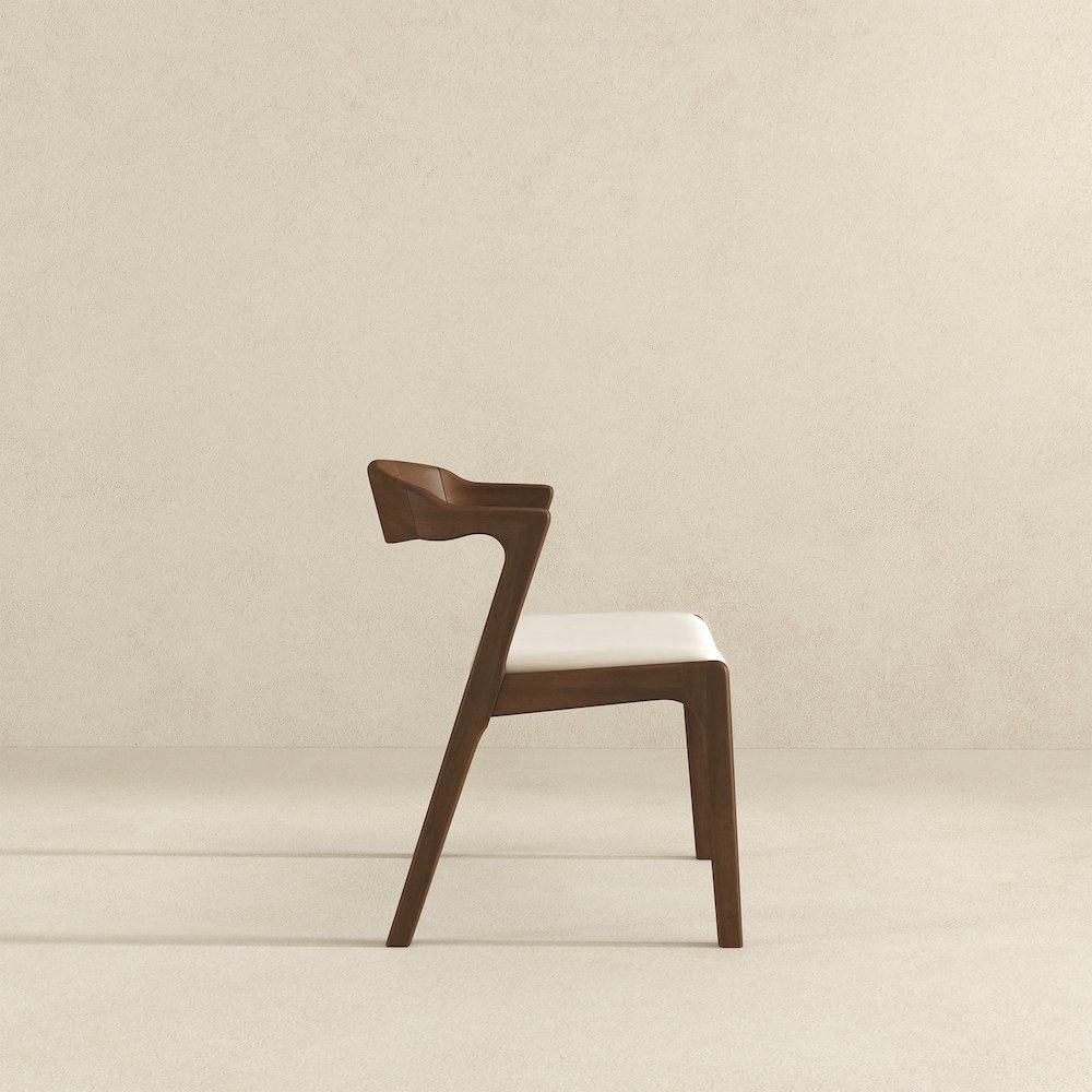 Dakota  Solid Wood Cream Velvet Dining Chair (Set Of 2). Picture 4