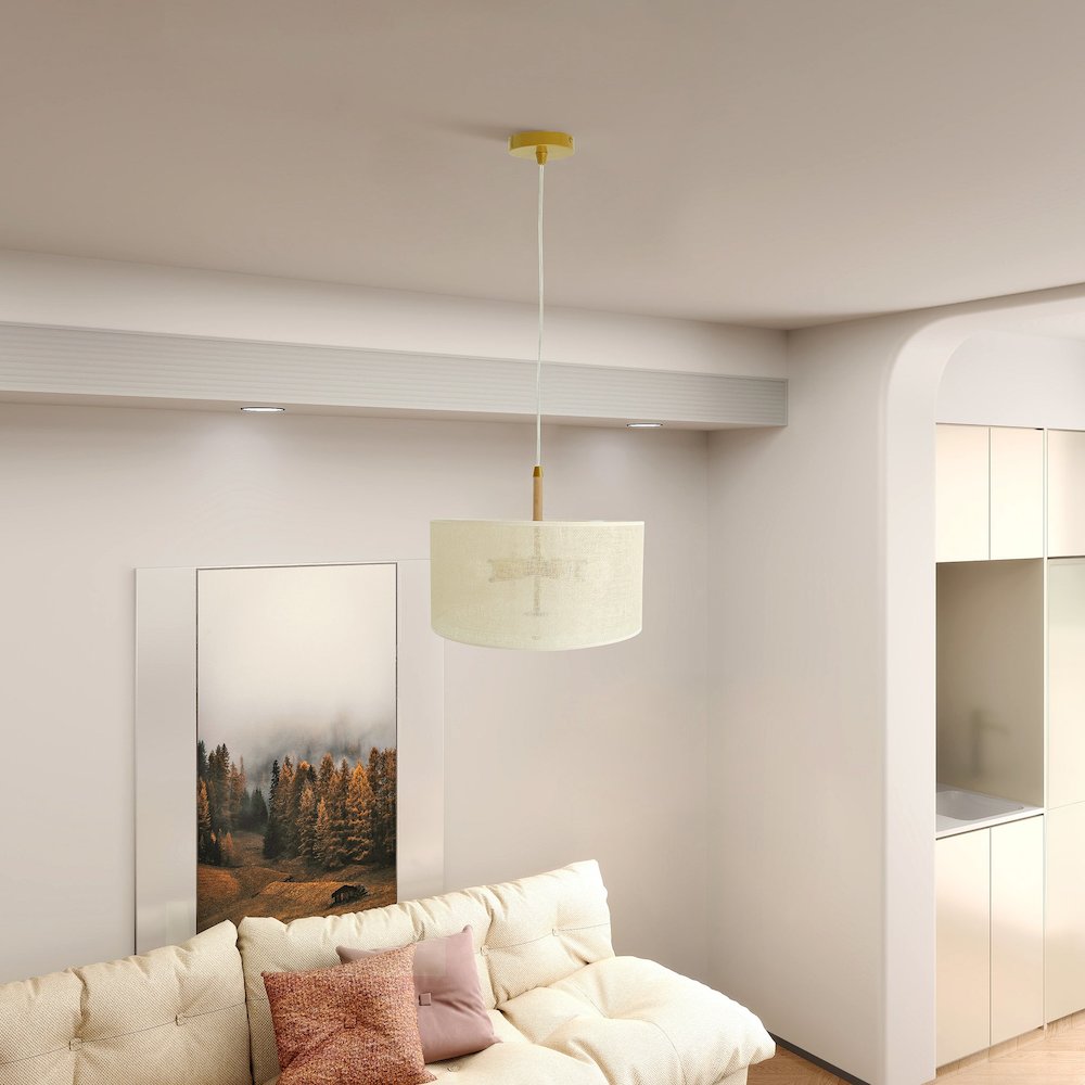Glacier Pendant Lamp - Oak + Natural + Gold. Picture 6