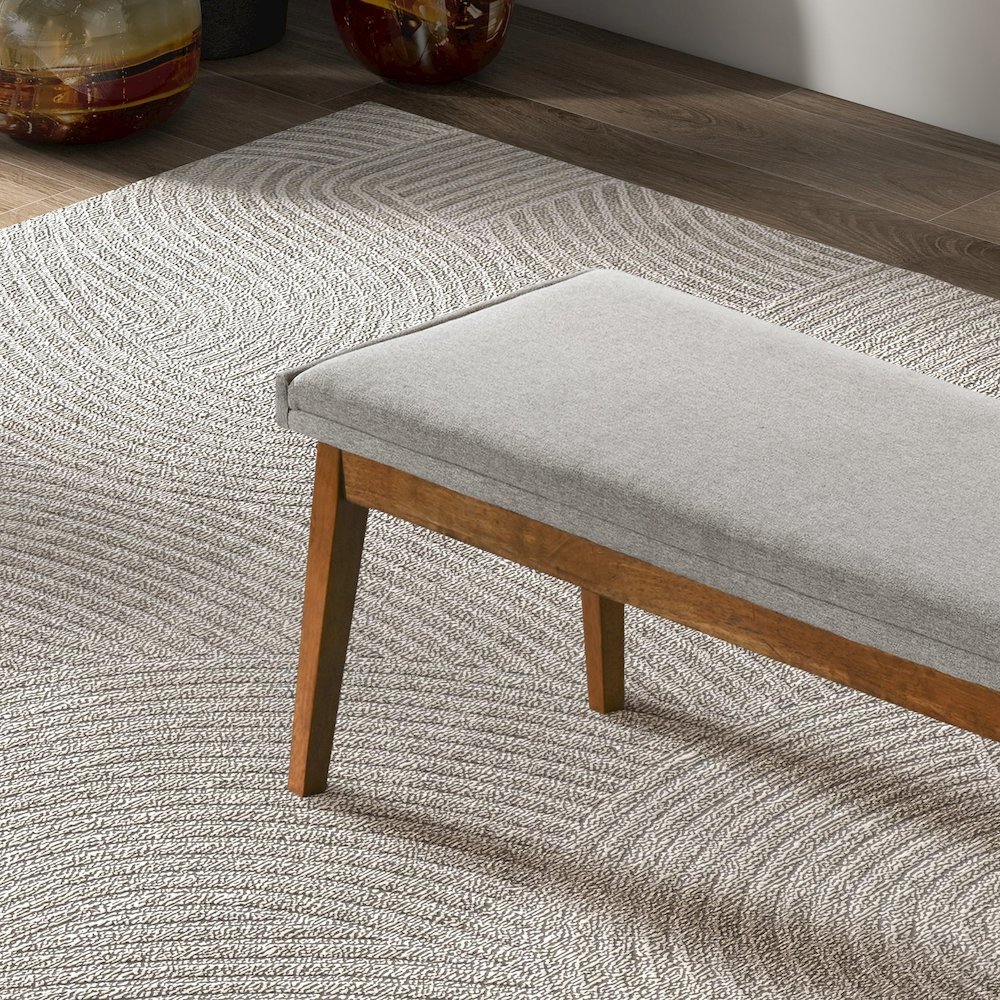 Warren Bench in Ash Grey Fabric. Picture 4