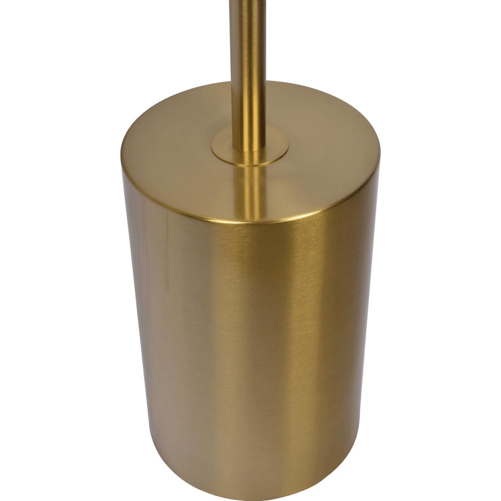 Harmony Brassed Gold Floor Lamp with Rotary Switch Triple Spots Metal Block Base. Picture 4