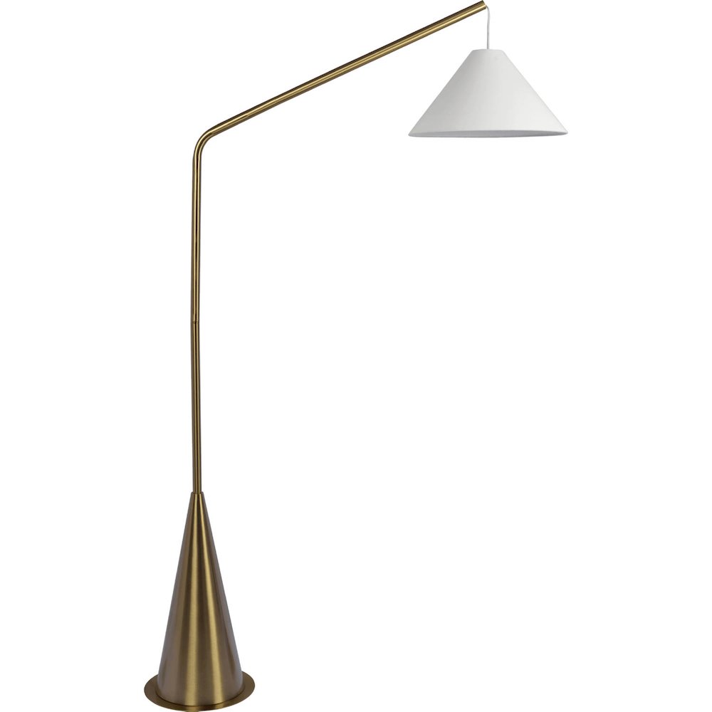 Lisbon Floor Lamp with On/Off Switch Coned Base Hanging White Shade. Picture 2