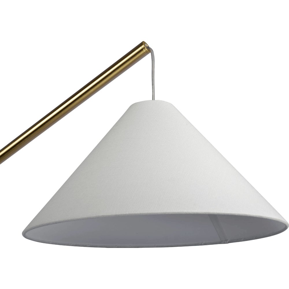 Lisbon Floor Lamp with On/Off Switch Coned Base Hanging White Shade. Picture 5