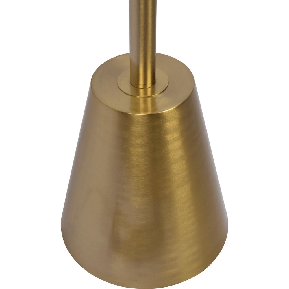 Lumina Brassed Gold Floor Lamp with Rotary Switch Triple Spots Metal Cone Base. Picture 4