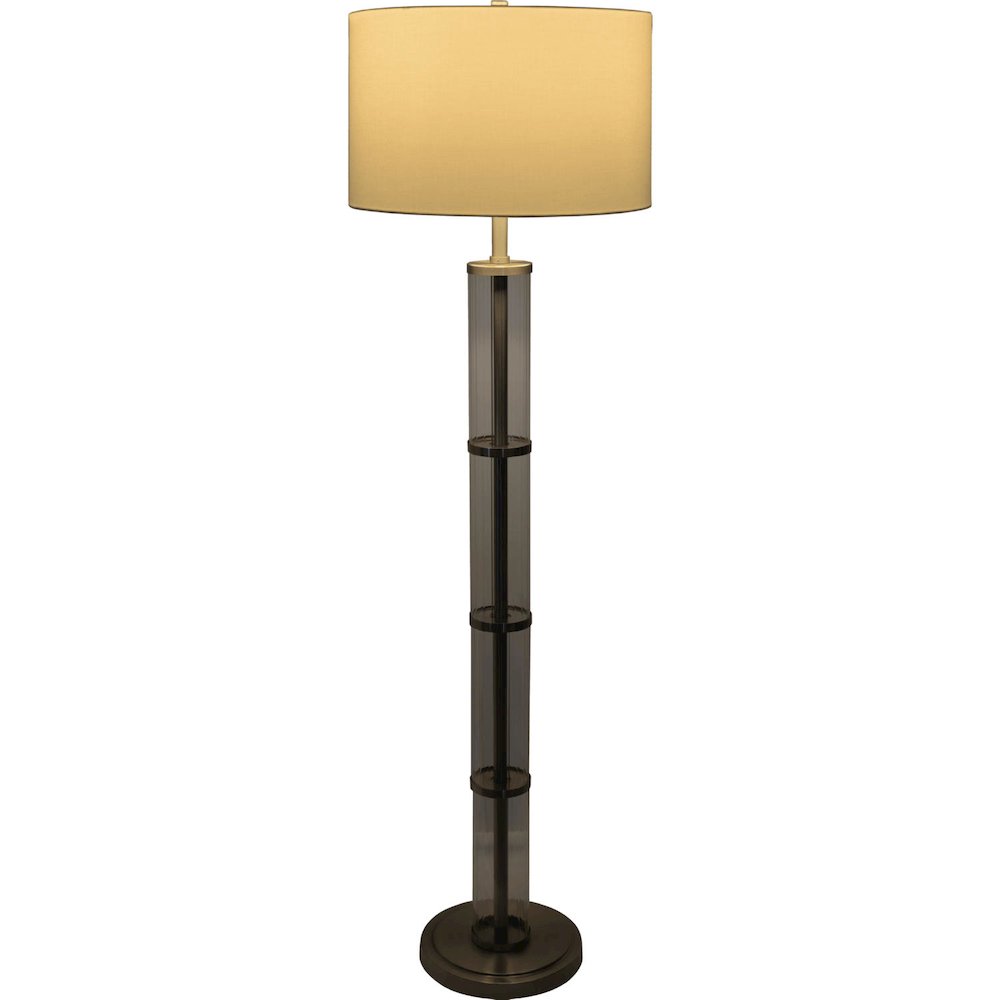 Brushed Nickel Floor Lamp with 3-Way Rotary Switch Clear Glass Body  Metal Base. Picture 1