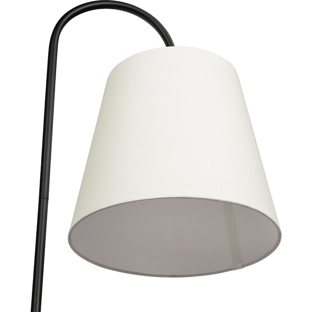 Seoul Black Floor Lamp with Rotary Switch Wood Table Metal Base. Picture 4