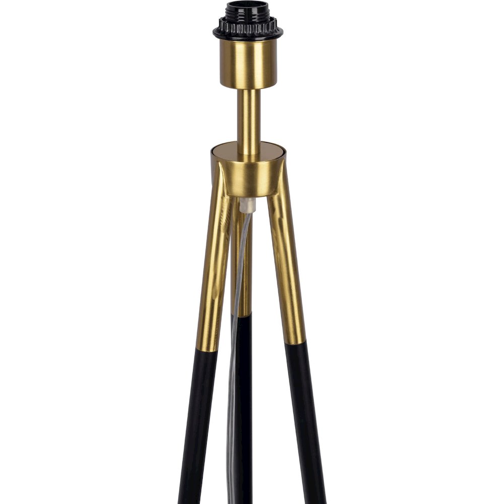 Sway Brassed Gold Floor Lamp with On/Off Switch Triple Legs White Fabric Shade. Picture 4