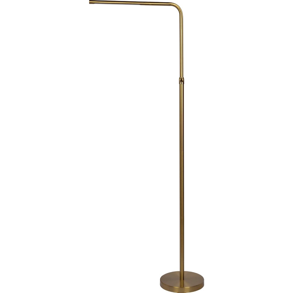 Verve Brassed Gold Floor Lamp with On/Off Switch Adjustable Led Round Base. Picture 1