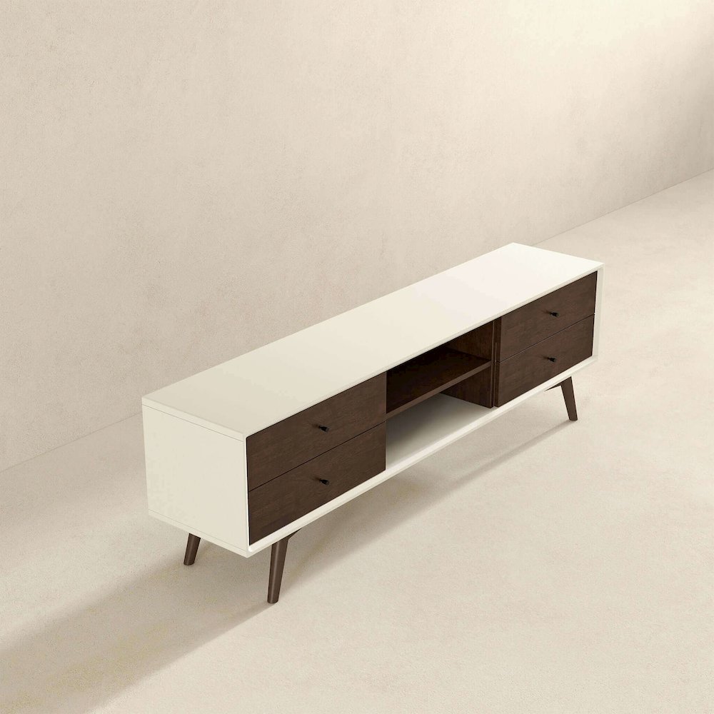 Caroline Walnut White TV Stand Up To 72". Picture 6