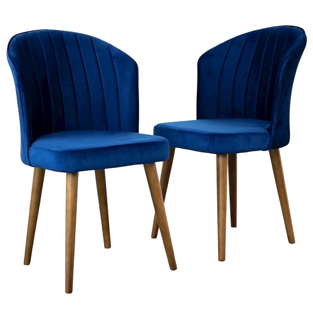 Parsons Dining Chair Set of 2 - Navy Blue Velvet. Picture 3