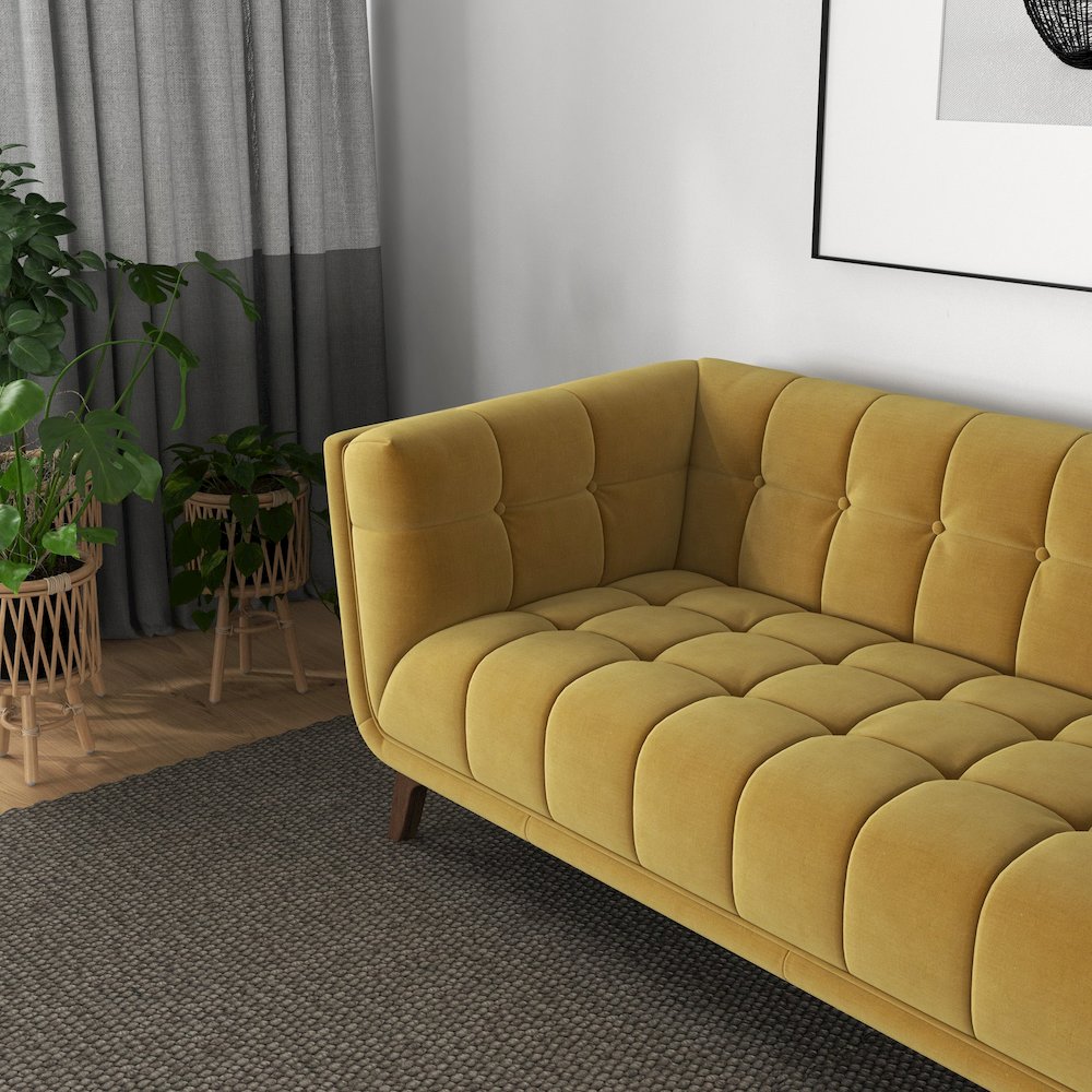 Addison Large Gold Velvet Sofa. Picture 3