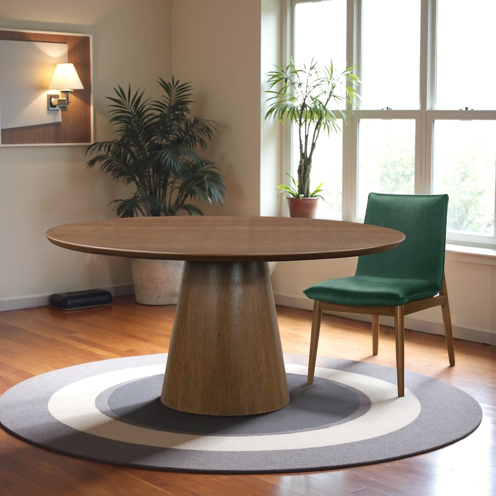 Palamades Round Solid Wood Walnut Dining Table - Large. Picture 4