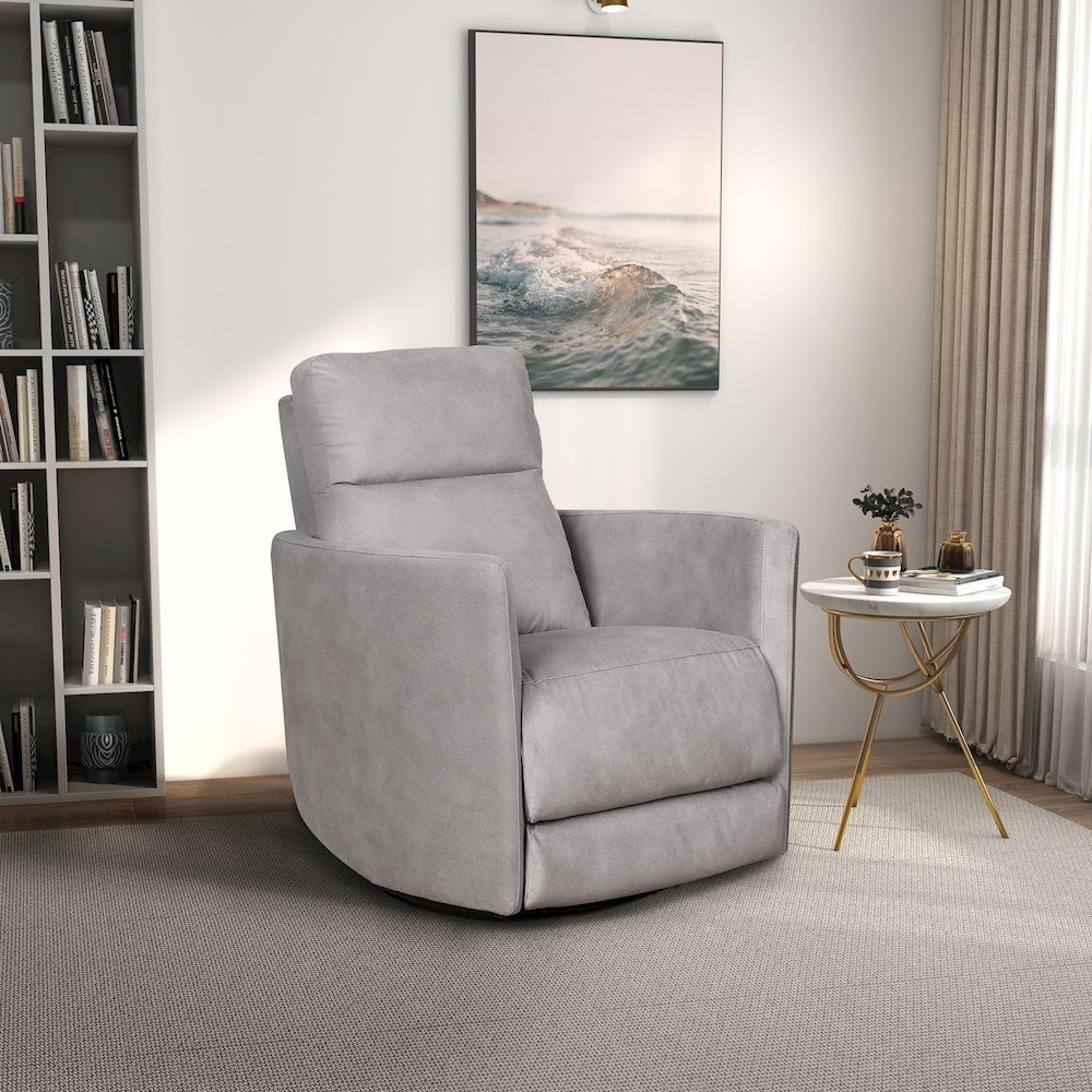 Lawson Swivel Glider Linen Recliner Chair - Latte. Picture 3
