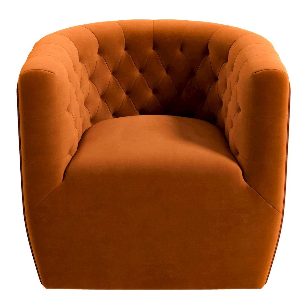 Delaney Burnt Orange Velvet Swivel Chair. Picture 2