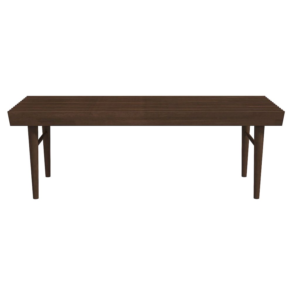 Brown Teak Wood Entryway Bench, Solid Wood Bedroom Bench for Dining Use. Picture 1