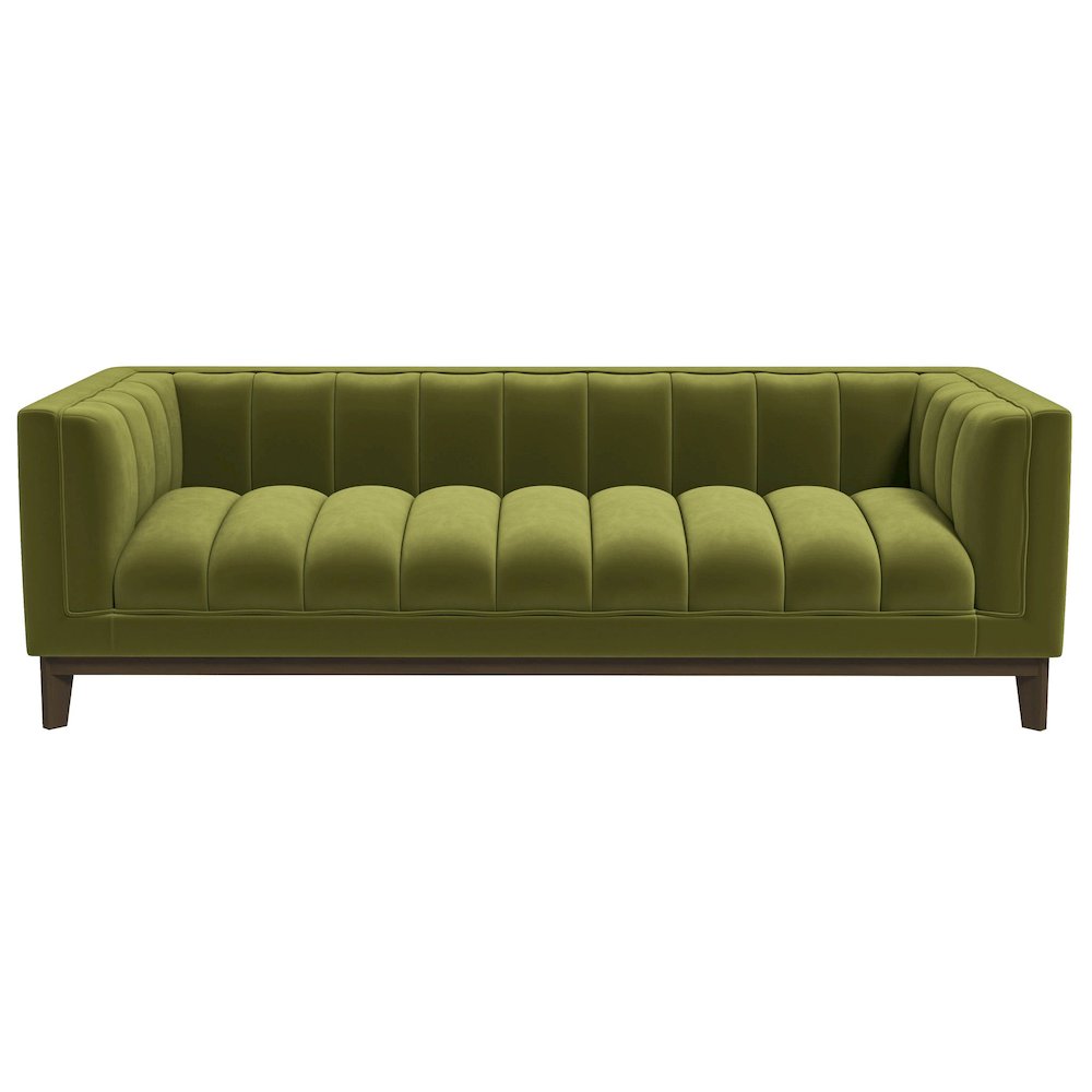 Melissa Mid-Century Green Velvet Modern Sofa. Picture 1