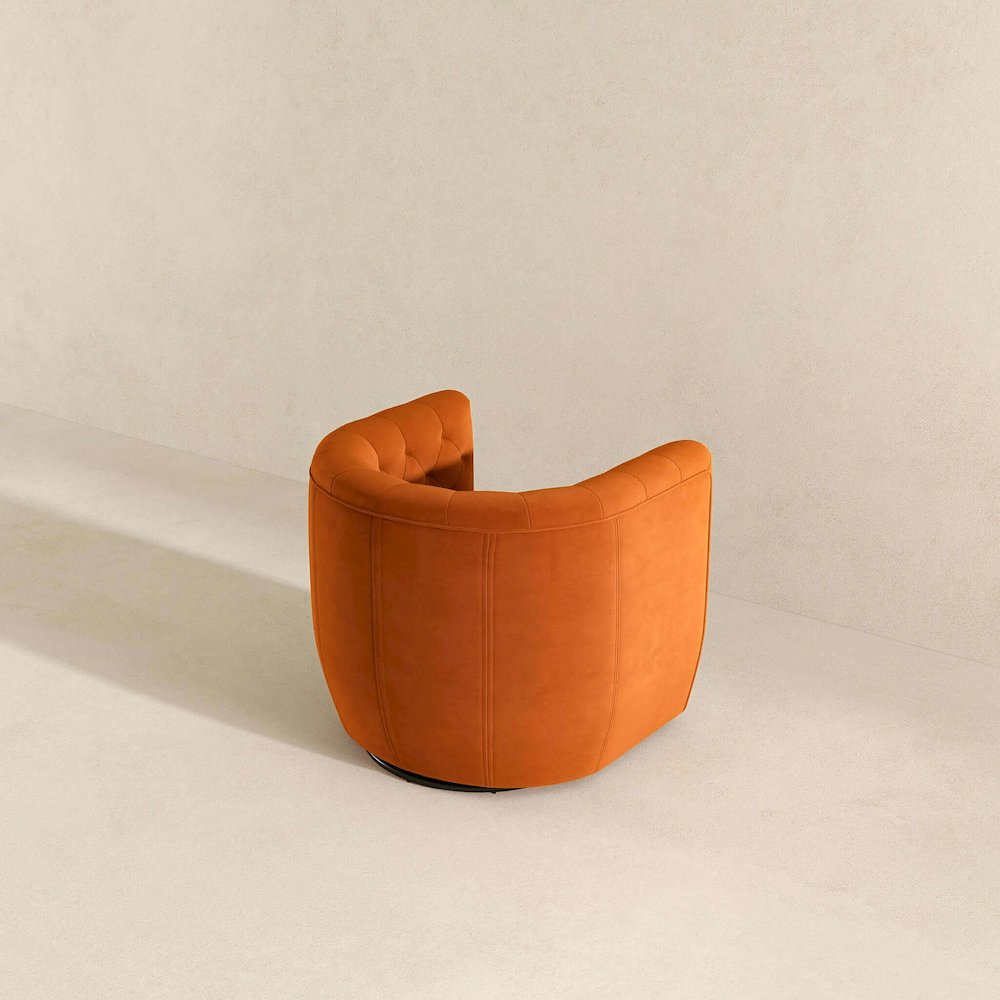 Delaney Burnt Orange Velvet Swivel Chair. Picture 6