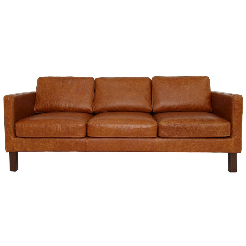 Memphis Waxy Cognac Leather Sofa. Picture 1