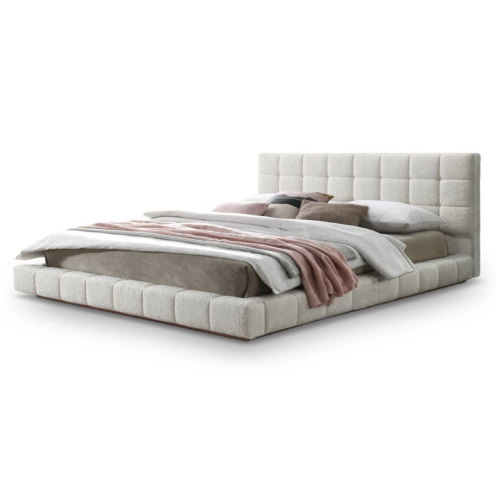 Hudson Ivory Boucle King Bed. Picture 1