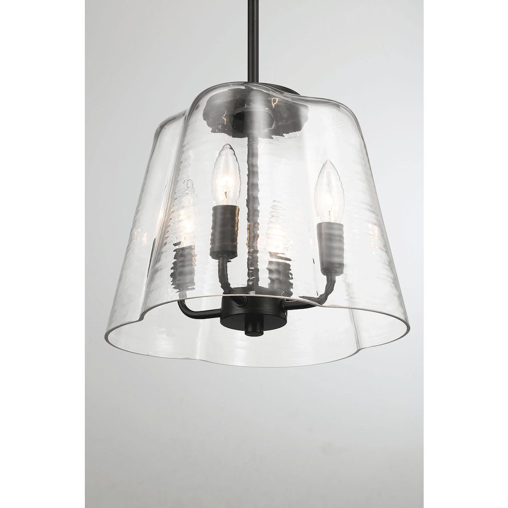 Soiree Four Candle Lights Pendant With Clear Glass - Black Finish. Picture 5