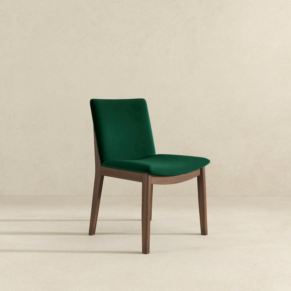 Laura  Green Velvet Solid Wood Dining Chair (Set Of 2). Picture 4