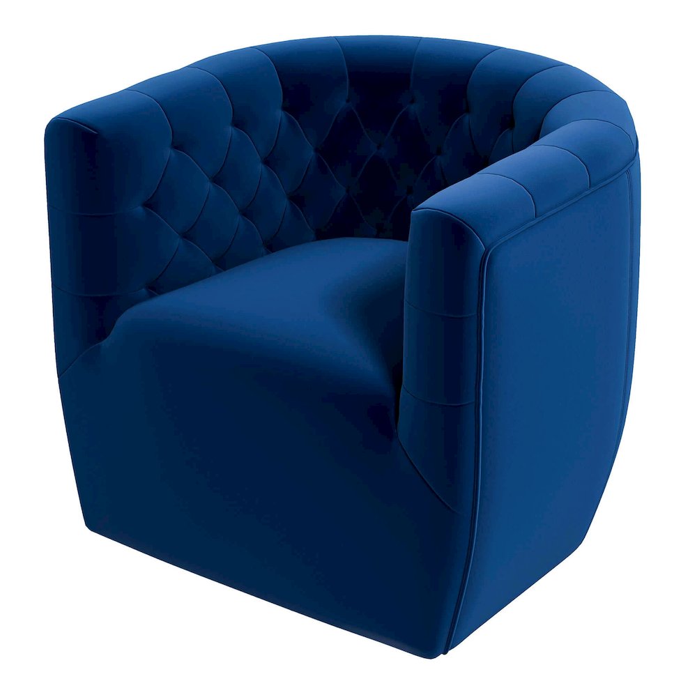 Delaney Dark Blue Velvet Swivel Chair. Picture 1