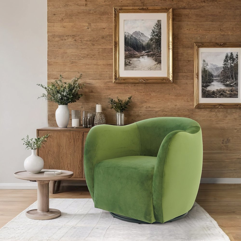 Renee Swivel Chair - Green Velvet. Picture 3
