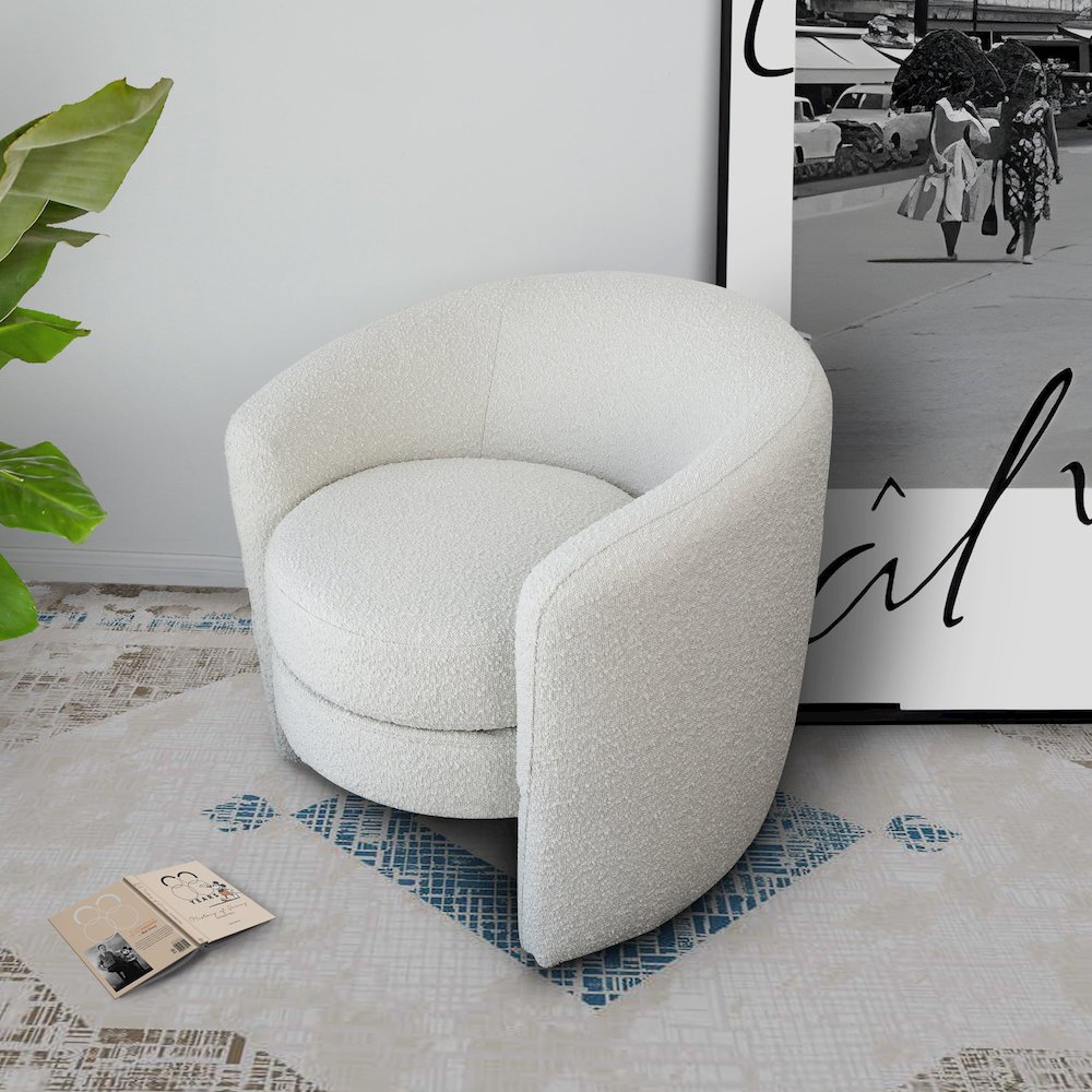 Avalon White Boucle Lounge Chair. Picture 5