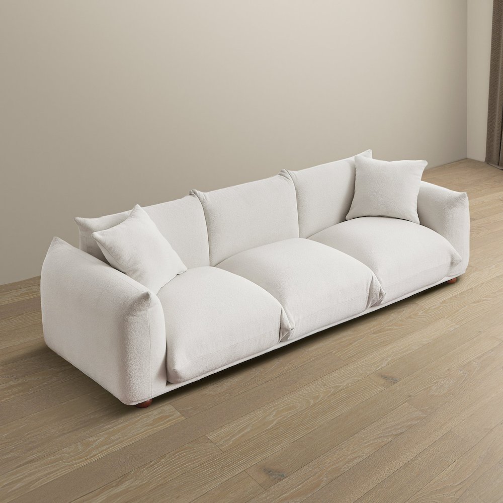 Kely  100'' Cream Boucle Upholstered Sofa. Picture 4