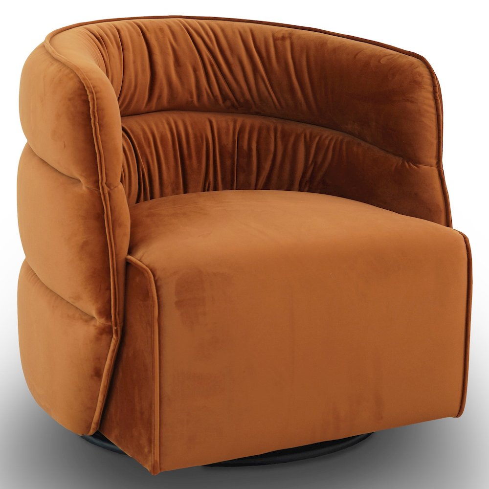 Walden Swivel Chair - Burnt Orange Velvet. Picture 3