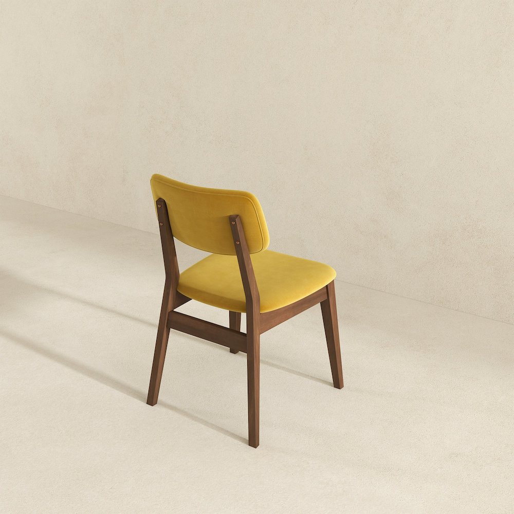 Carlos Dark Yellow Velvet Solid Back Side Chair (Set Of 2). Picture 4