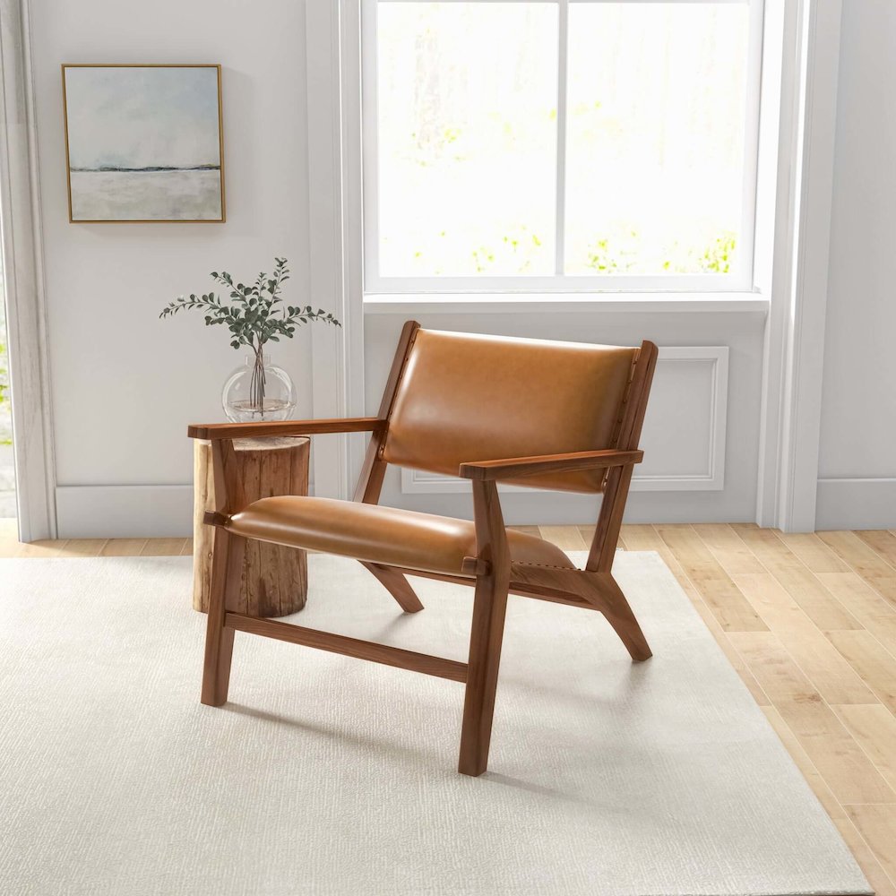 Hendrix Antique Tan Leather Arm Chair. Picture 2