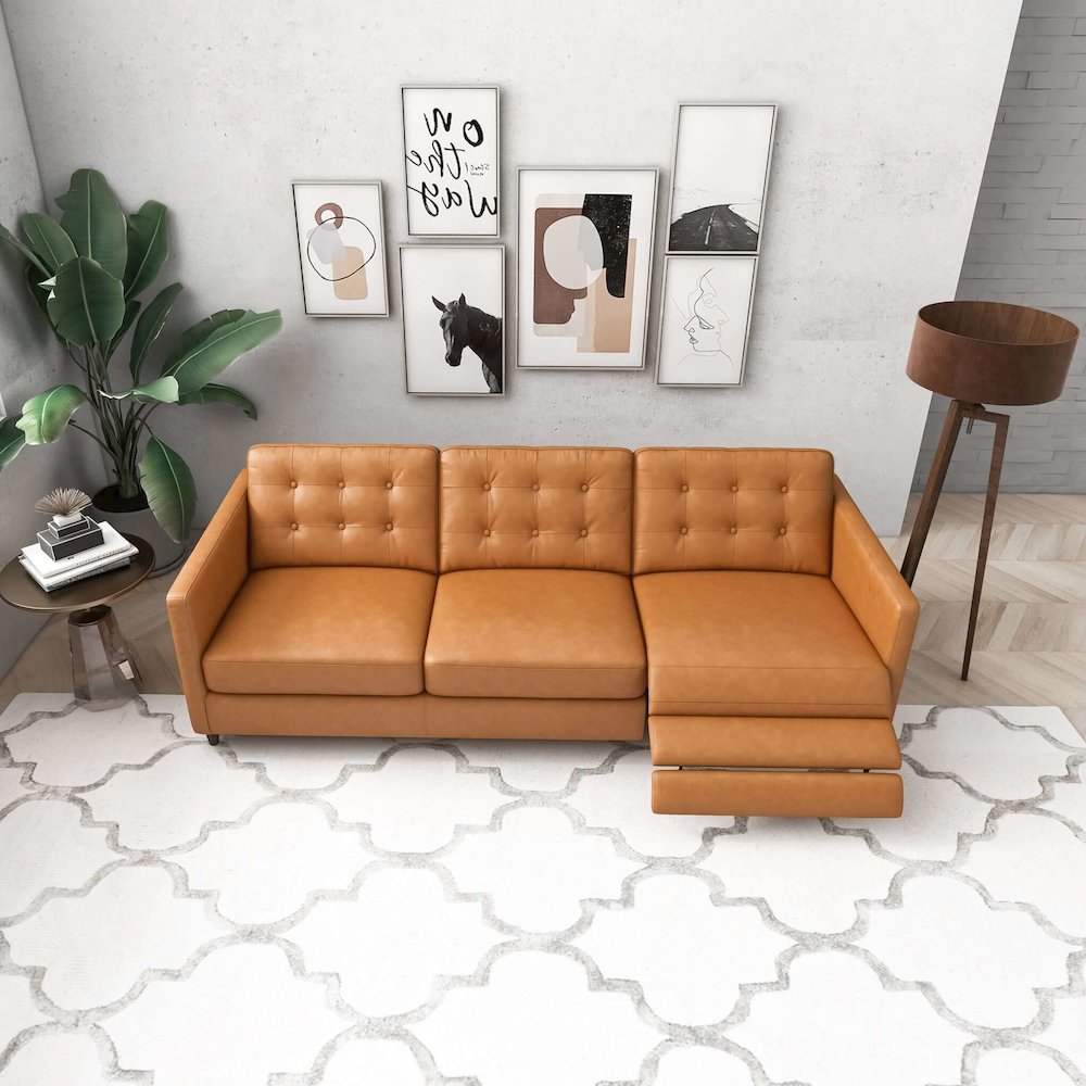 Christopher Tan Leather Electric Inclining Sofa. Picture 4