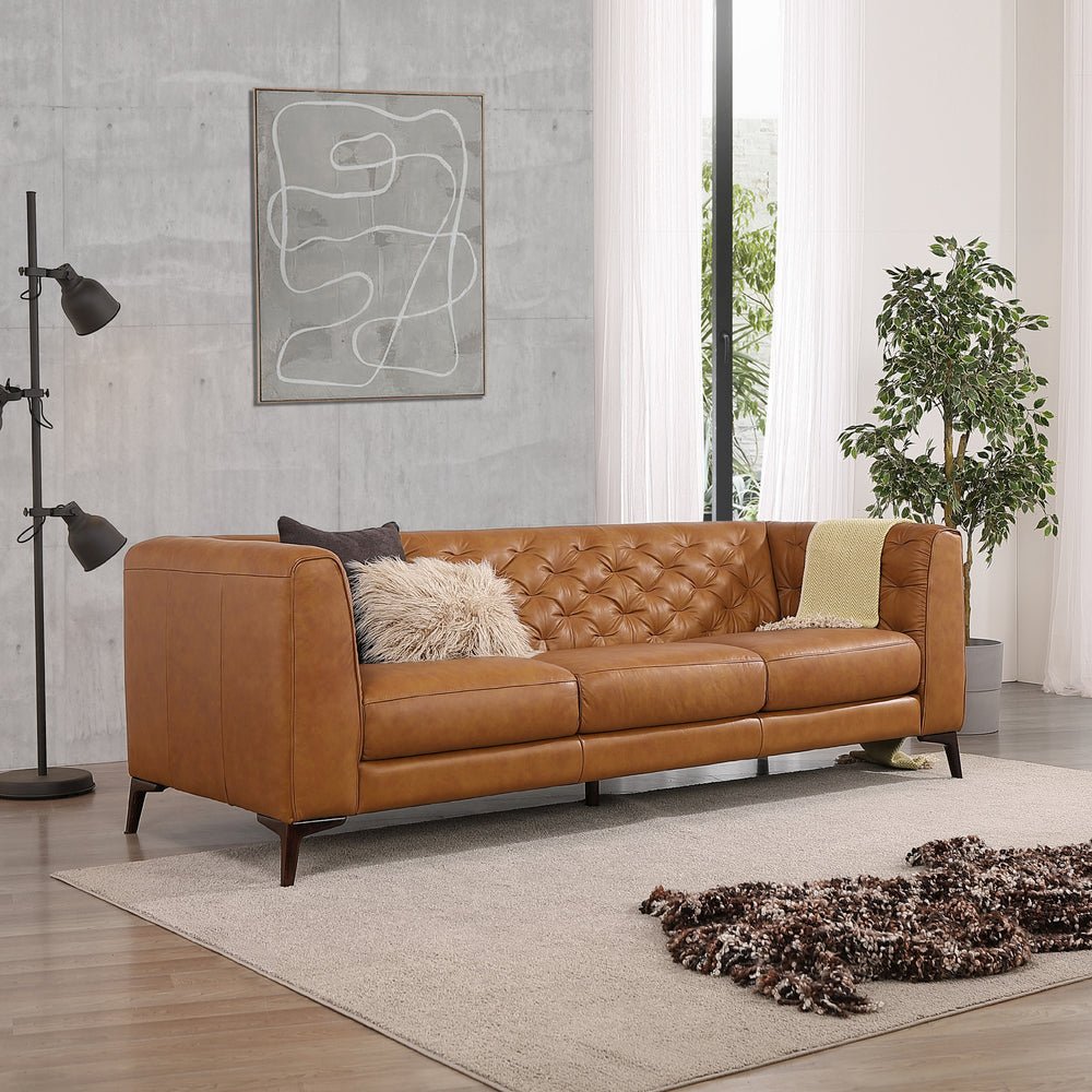 Fargo Tan Leather Sofa. Picture 3