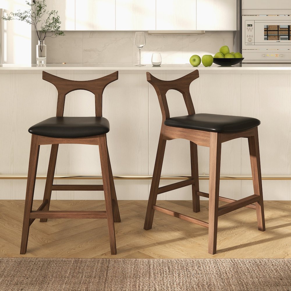 Hester Solid Wood Upholstered Square Bar Chair (Set Of 2). Picture 3