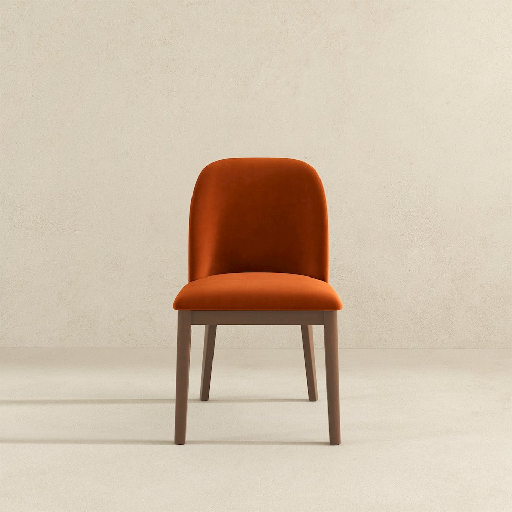 Kaitlyn  Burnt Orange Velvet Dining Chair (Set Of 2). Picture 2