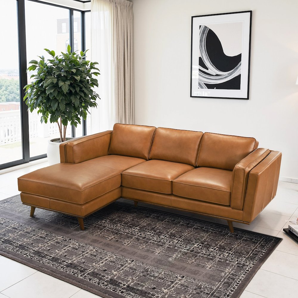 Chase Genuine Leather Sectional Left Facing. Picture 4