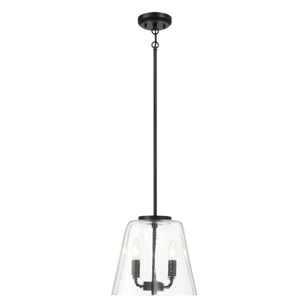 Soiree Four Candle Lights Pendant With Clear Glass - Black Finish. Picture 3