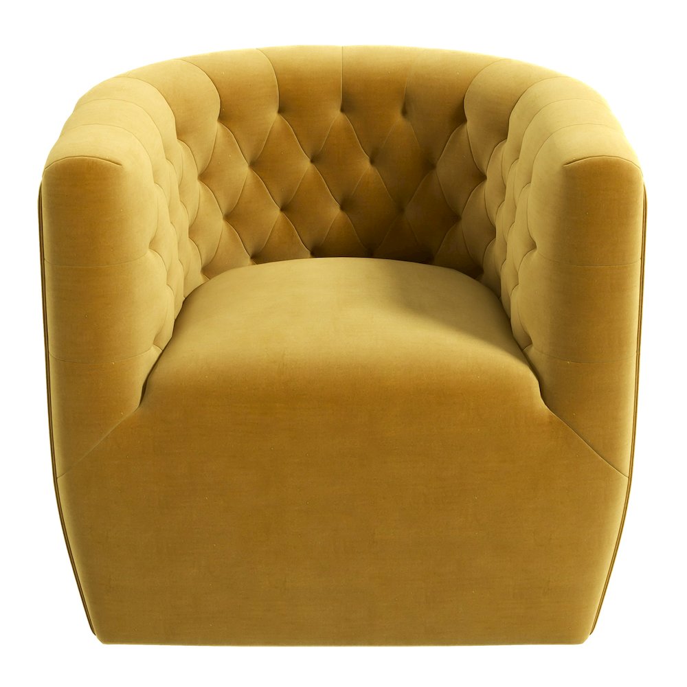 Delaney Gold Velvet Swivel Chair. Picture 2