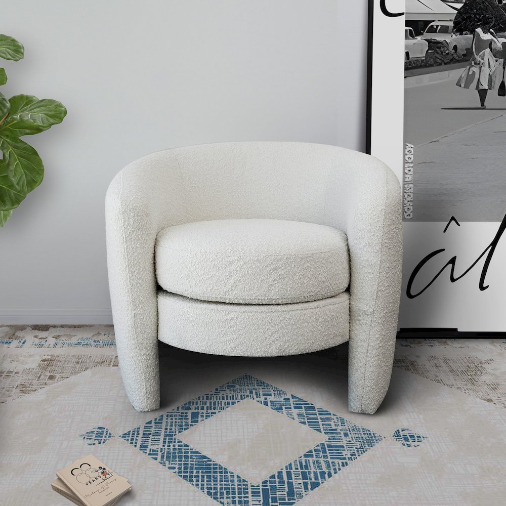 Avalon White Boucle Lounge Chair. Picture 4